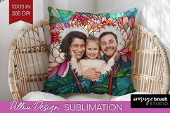 Stained Glass Photo Pillow PNG - Flowers Picture Frame Cover Product Image 1