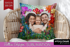 Stained Glass Photo Pillow PNG - Flowers Picture Frame Cover Product Image 1
