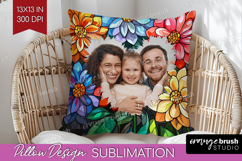 Stained Glass Photo Pillow PNG - Flowers Picture Frame Cover Product Image 1