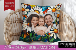 Stained Glass Photo Pillow PNG - Flowers Picture Frame Cover Product Image 1