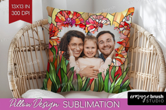 Stained Glass Photo Pillow PNG - Flowers Picture Frame Cover Product Image 1