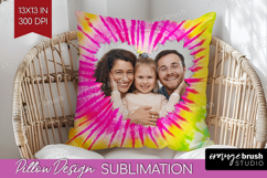 Tie Dye Photo Pillow PNG - Rainbow Picture Frame Pillow Product Image 1