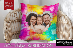 Tie Dye Photo Pillow PNG - Rainbow Picture Frame Pillow Product Image 1