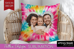 Tie Dye Photo Pillow PNG - Rainbow Picture Frame Pillow Product Image 1
