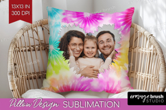 Tie Dye Photo Pillow PNG - Rainbow Picture Frame Pillow Product Image 1