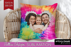 Tie Dye Photo Pillow PNG - Rainbow Picture Frame Pillow Product Image 1