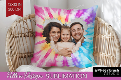 Tie Dye Photo Pillow PNG - Rainbow Picture Frame Pillow Product Image 1