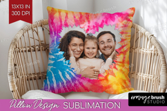 Tie Dye Photo Pillow PNG - Rainbow Picture Frame Pillow Product Image 1