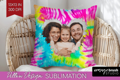 Tie Dye Photo Pillow PNG - Rainbow Picture Frame Pillow Product Image 1