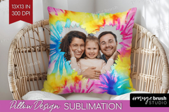 Tie Dye Photo Pillow PNG - Rainbow Picture Frame Pillow Product Image 1