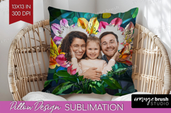 Stained Glass Photo Pillow PNG - Flowers Picture Frame Cover Product Image 1