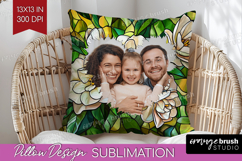 Stained Glass Photo Pillow PNG - Flowers Picture Frame Cover Product Image 1