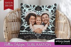 Folk Flowers Photo Pillow PNG - Floral Picture Frame Pillow Product Image 1