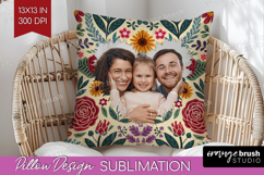 Folk Flowers Photo Pillow PNG - Floral Picture Frame Pillow Product Image 1