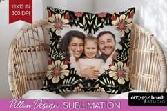 Folk Flowers Photo Pillow PNG - Floral Picture Frame Pillow Product Image 1