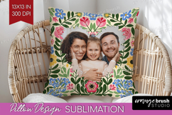 Folk Flowers Photo Pillow PNG - Floral Picture Frame Pillow Product Image 1