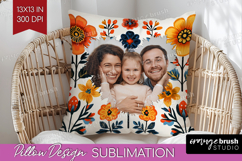 Folk Flowers Photo Pillow PNG - Floral Picture Frame Pillow Product Image 1