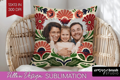 Folk Flowers Photo Pillow PNG - Floral Picture Frame Pillow Product Image 1