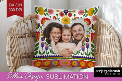 Folk Flowers Photo Pillow PNG - Floral Picture Frame Pillow Product Image 1