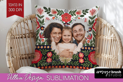 Folk Flowers Photo Pillow PNG - Floral Picture Frame Pillow Product Image 1