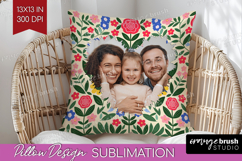 Folk Flowers Photo Pillow PNG - Floral Picture Frame Pillow Product Image 1