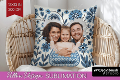 Folk Flowers Photo Pillow PNG - Floral Picture Frame Pillow Product Image 1