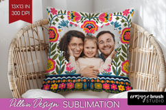 Folk Flowers Photo Pillow PNG - Floral Picture Frame Pillow Product Image 1