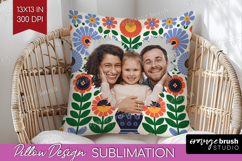 Folk Flowers Photo Pillow PNG - Floral Picture Frame Pillow Product Image 1