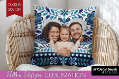 Folk Flowers Photo Pillow PNG - Floral Picture Frame Pillow Product Image 1