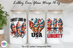 Patriotic Libbey Can Glass Wrap, 16 oz Can Glass Sublimation Product Image 1