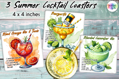 Summer Cocktail Recipe Coaster, Party Cocktail Coasters Product Image 1