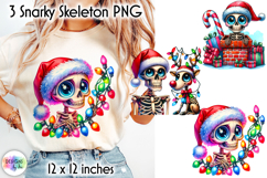 Funny Christmas Clipart, Skeleton Santa PNG, Merry Christmas Product Image 1