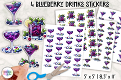 Blueberry Drinks Stickers, Lemonade Smoothie Clipart Product Image 1
