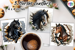 3D Horse Coasters, Wall Break Horse Art, Printable Coaster Product Image 1