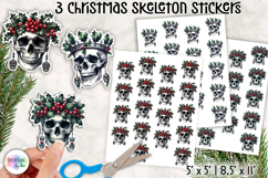 Funny Christmas Skeleton Stickers | Santa Skull Clipart Product Image 1
