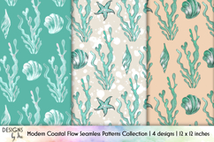 Modern Coastal Shell Seamless Patterns, Nautical Pattern Product Image 1