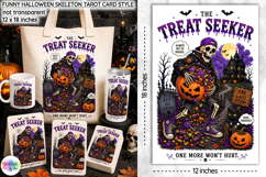 Funny Halloween Tarot Card, Treat Seeker Skeleton PNG Product Image 1