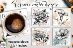 Floral Motivational Coaster Designs, Inspirational Quotes Product Image 1
