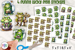 Funny Lucky Frog Stickers, St Patrick’s Day Cartoon Frog PNG Product Image 1