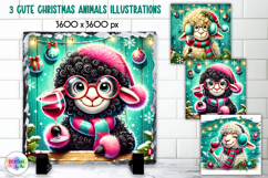 Cute Christmas Animals Illustration, Wine Lover Christmas Product Image 1