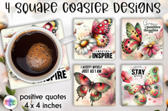 Spring Floral Coaster Sublimation, Positive Quotes Coasters Product Image 1