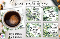 Religious Quotes and Olive Branch Coasters, Christian PNG Product Image 1