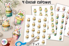 Easter Cupcake Stickers, Printable Stickers, Easter Bunnies Product Image 1