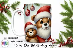 Cute Christmas Mug Wrap, Santa Claus Mug Wrap PNG, !5 oz Mug Product Image 1