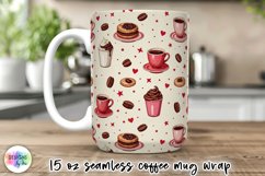 Coffee Lover Mug Wrap Sublimation, Coffee and Cookies Patter Product Image 1