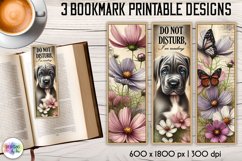 Vintage Flowers and Puppy Printable Bookmarks Product Image 1