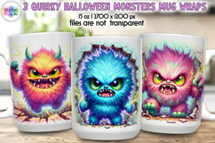 Quirky Halloween Monsters Mug Wraps, Cute and Funny Mug Wrap Product Image 1