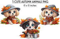 Autumn Retro Animal Clipart, Cute Fall Animals, Baby Animal Product Image 1