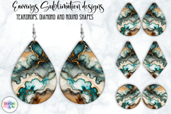 Earrings Sublimation Designs, Liquid Art, Fluid Art and Wood Product Image 1
