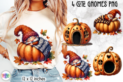 Cute Autumn Gnomes PNG, Fall Harvest Gnome Sublimation Product Image 1